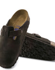 Birkenstock Boston Softbed Suede Leather in Mocha