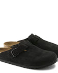 Birkenstock Boston Softbed Suede Leather in Black