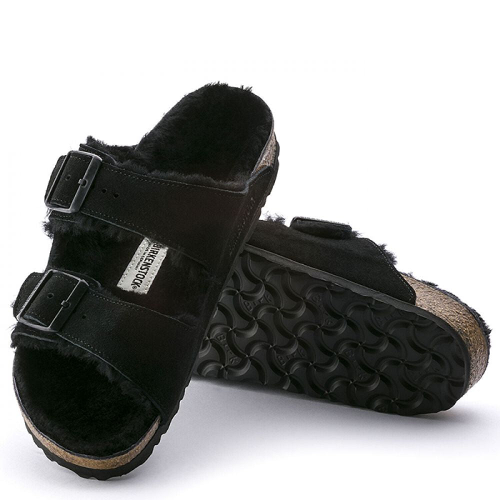 Birkenstock Women s Arizona Shearling in Black Narrow Width