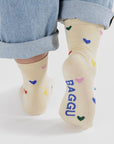 Baggu Crew Sock in Hearts