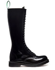 Solovair 20 Eye Zip Derby Boot in Black Hi-Shine