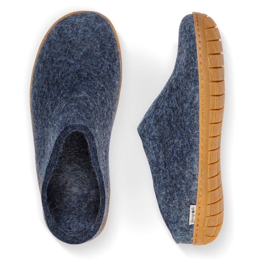 Glerups Open Heel Rubber Sole in Denim