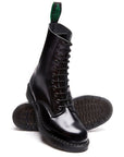 Solovair 11 Eye Derby Boot in Black Hi-Shine